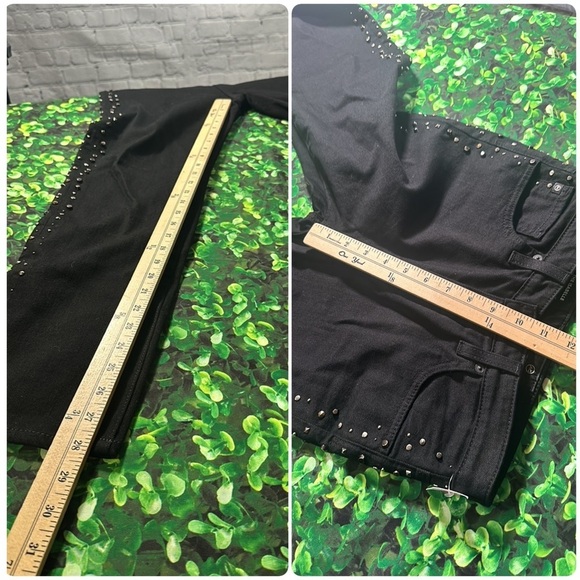 AG The Isabella Black High-Rise Straight Studded Jeans size 26 NEW - Picture 10 of 16